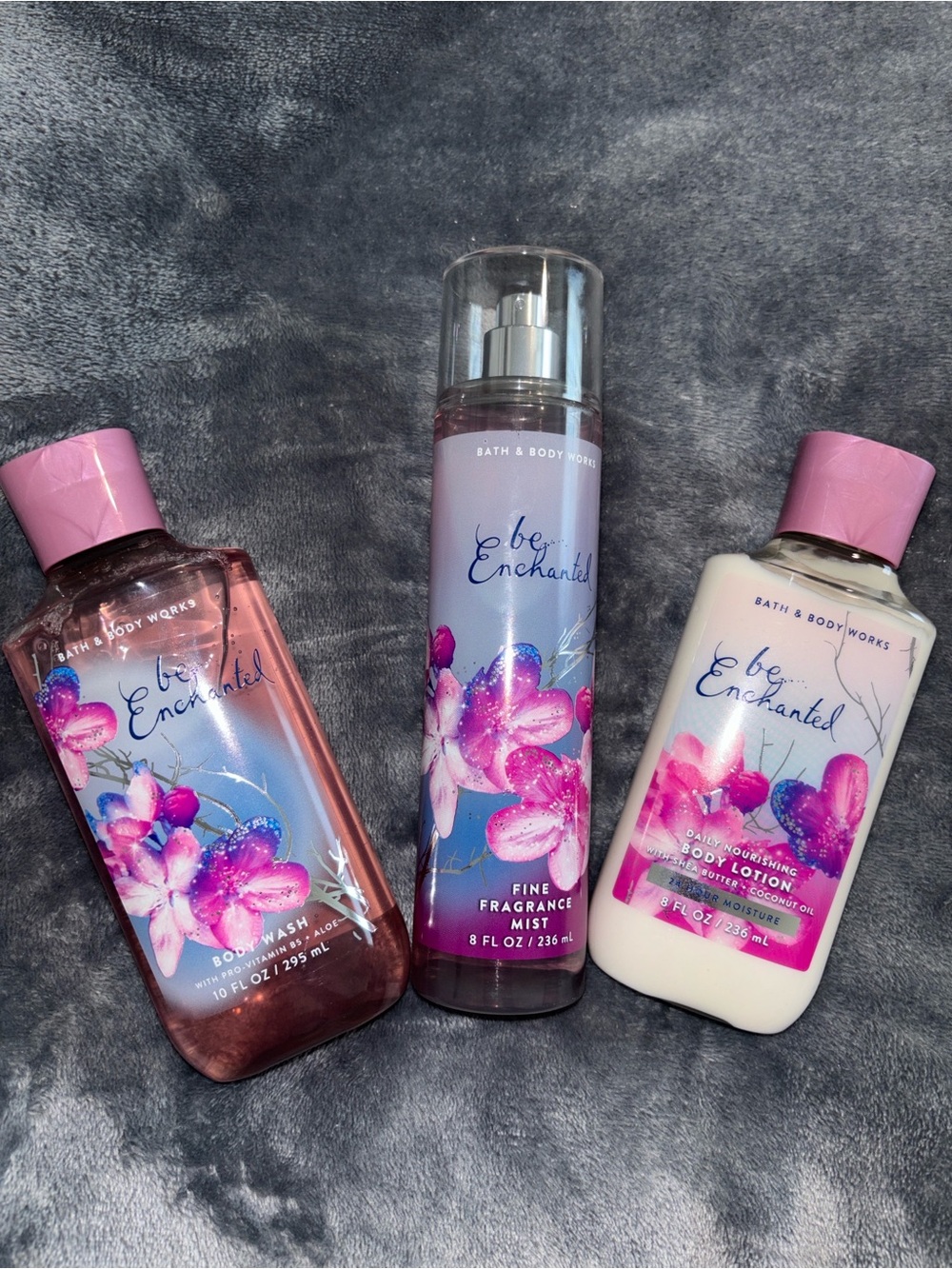 Bath & Body Works Pink Floral Be Enchanted Body Care Trio Gift Set